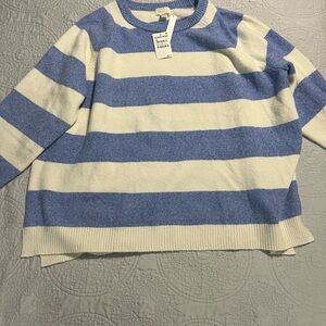 Caslon Blue and White Striped Sweater